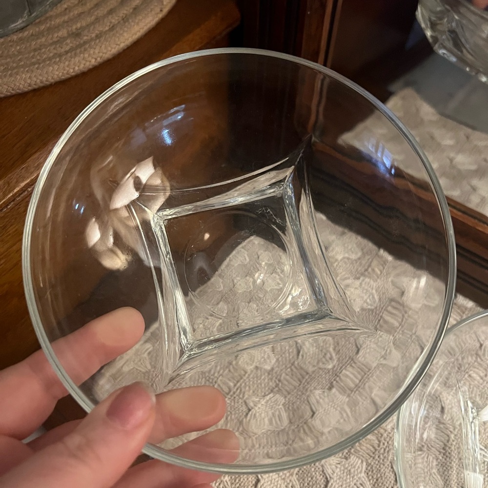 HAZEL-ATLAS *Vintage* Mid Century Modern Colony Clear Glass Bowls 6in Diameter - Picture 3 of 5